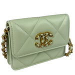Chanel Green Quilted Leather 19 Flap Chain Card Holder 2021