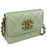 Chanel Green Quilted Leather 19 Flap Chain Card Holder 2021