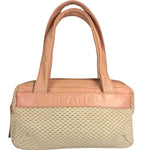 Chanel Cream/Pink Leather Lax Crochet Bowler Shoulder Bag 2004
