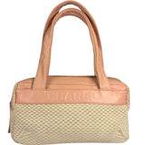 Chanel Cream/Pink Leather Lax Crochet Bowler Shoulder Bag 2004