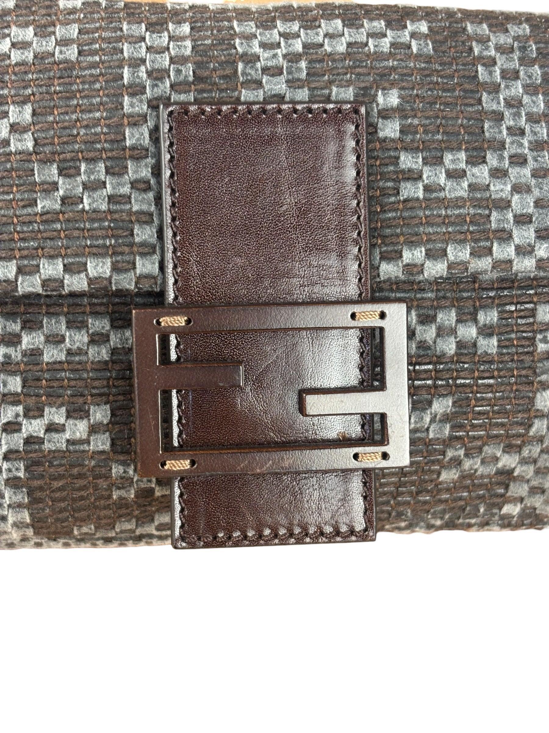 Fendi Vintage Brown/Grey Woven Baguette