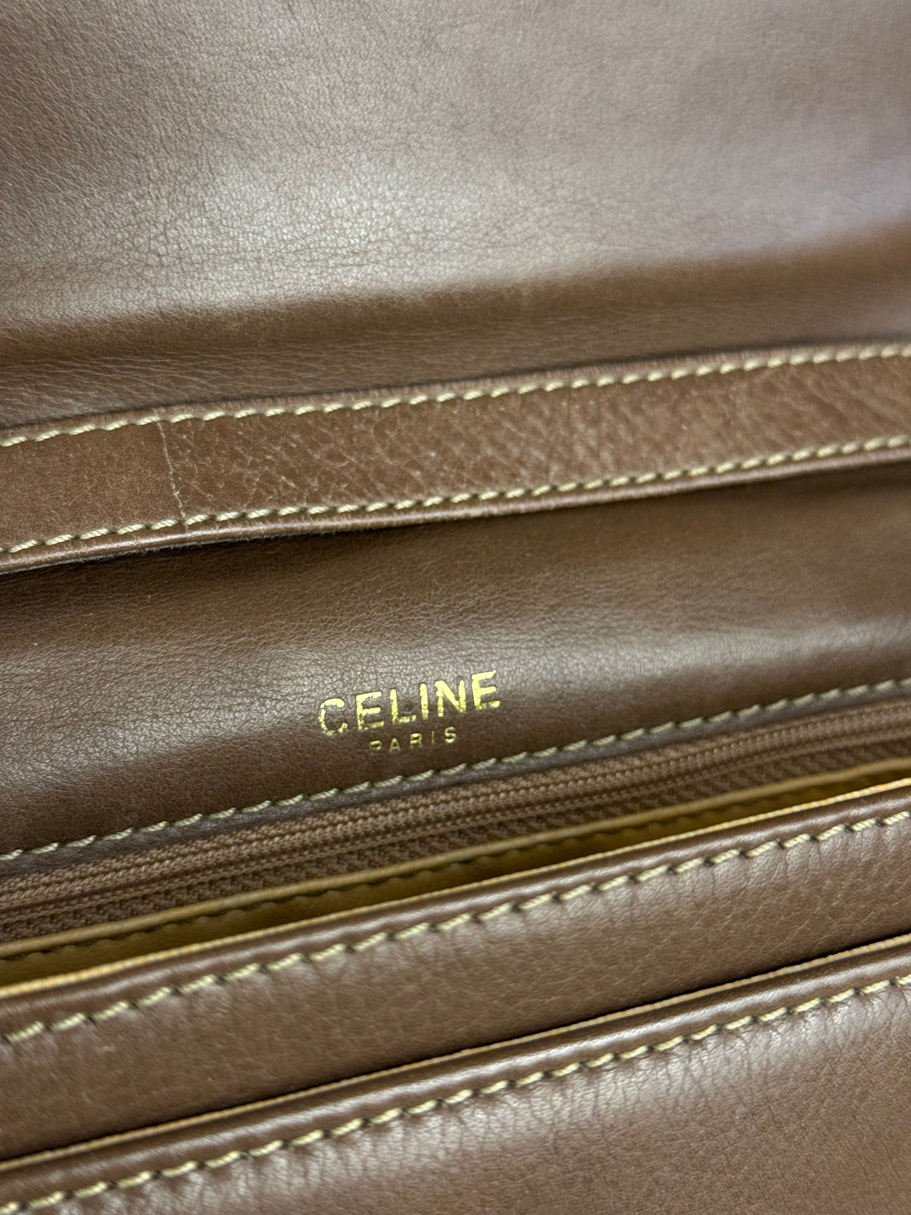 Celine Vintage Brown Leather Crossbody