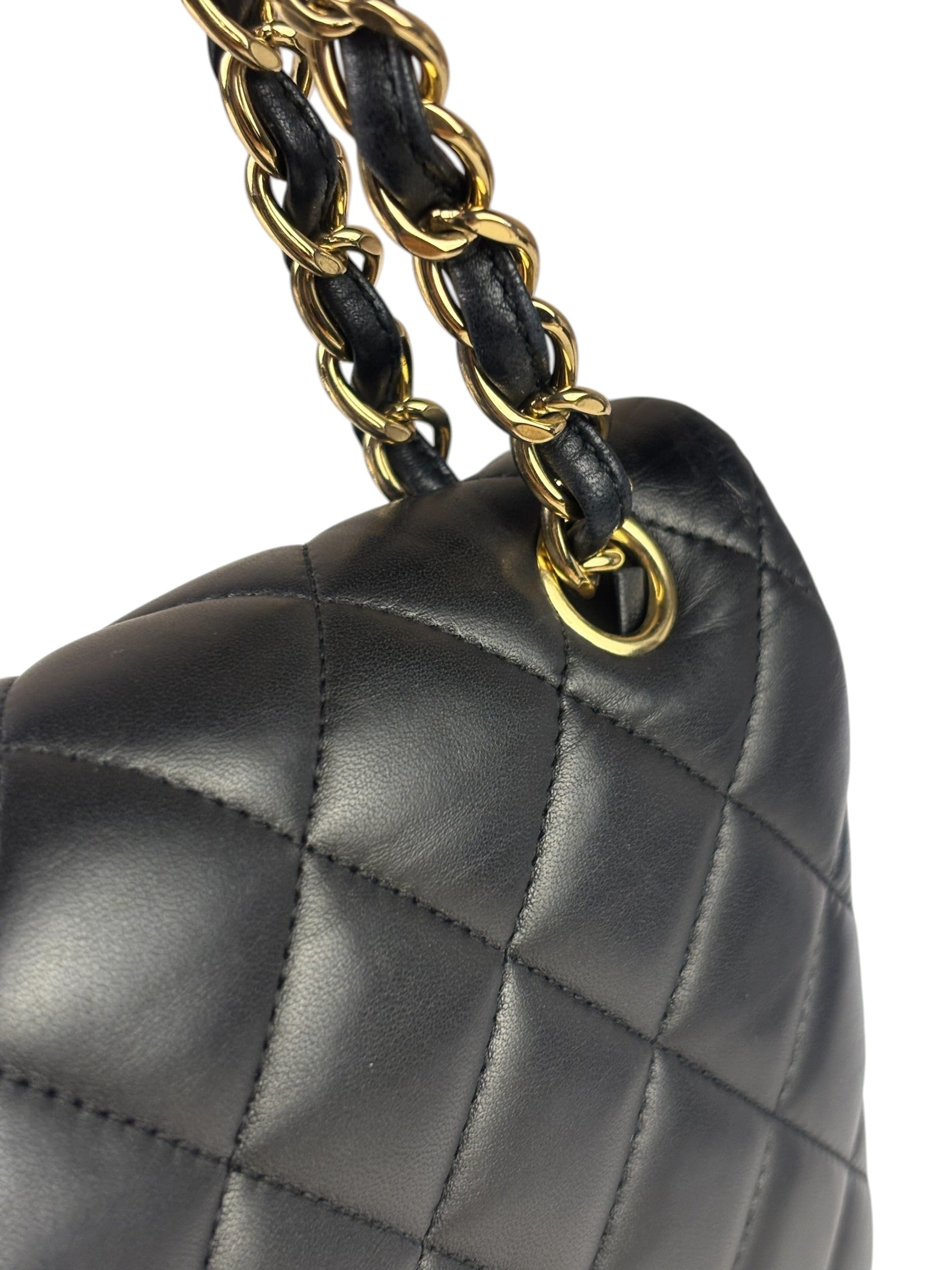 Chanel Black Lambskin Double Flap Bag 2017