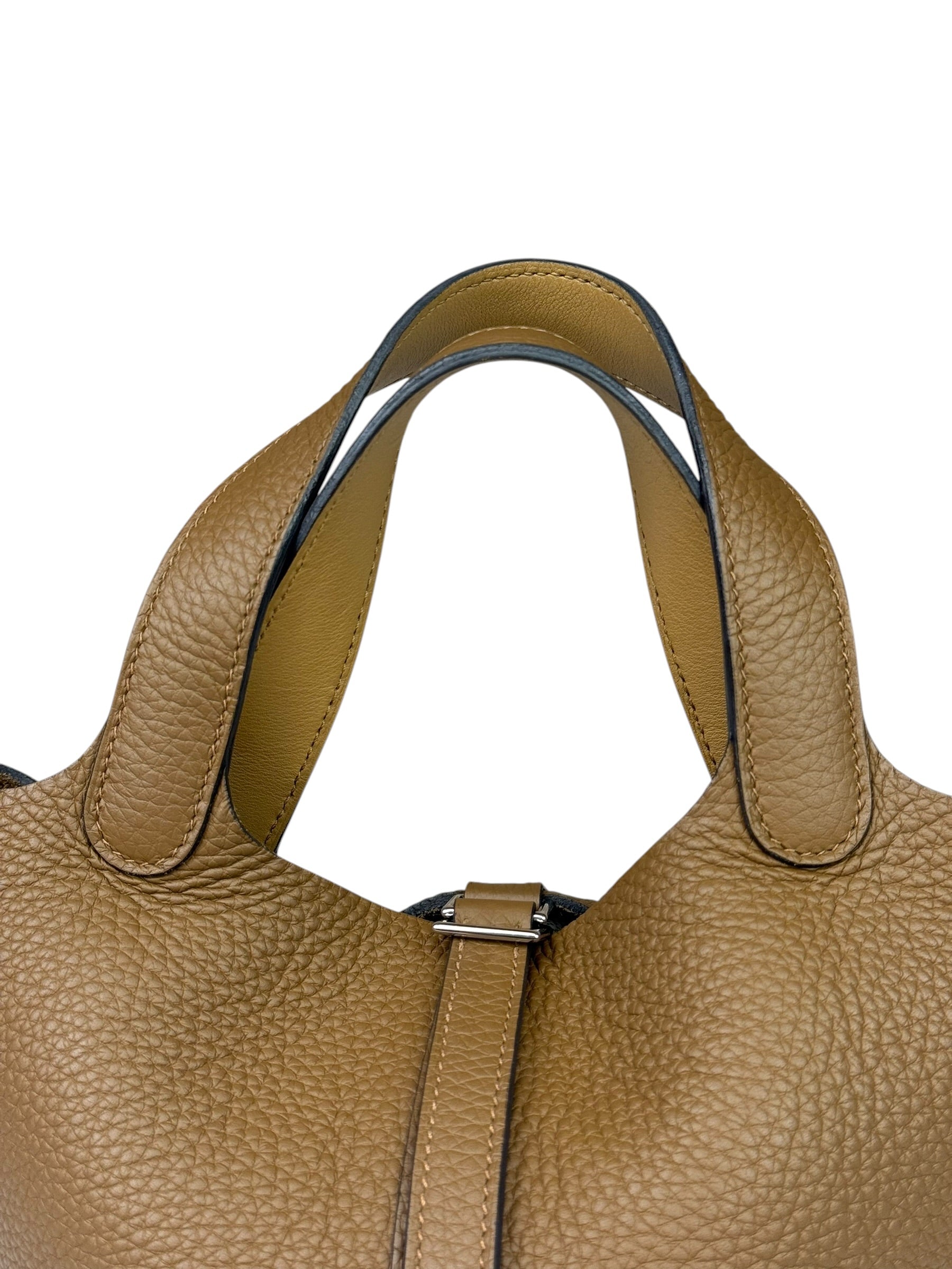 Hermes Brown Taurillon Clemence Leather Picotin 18 Lock Handbag 2021
