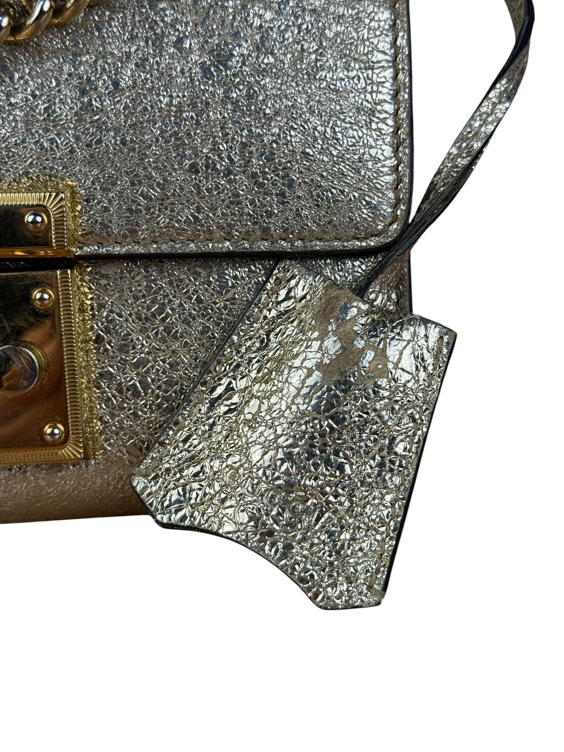 Gucci Gold Metallic Padlock Small Chain Shoulder Bag