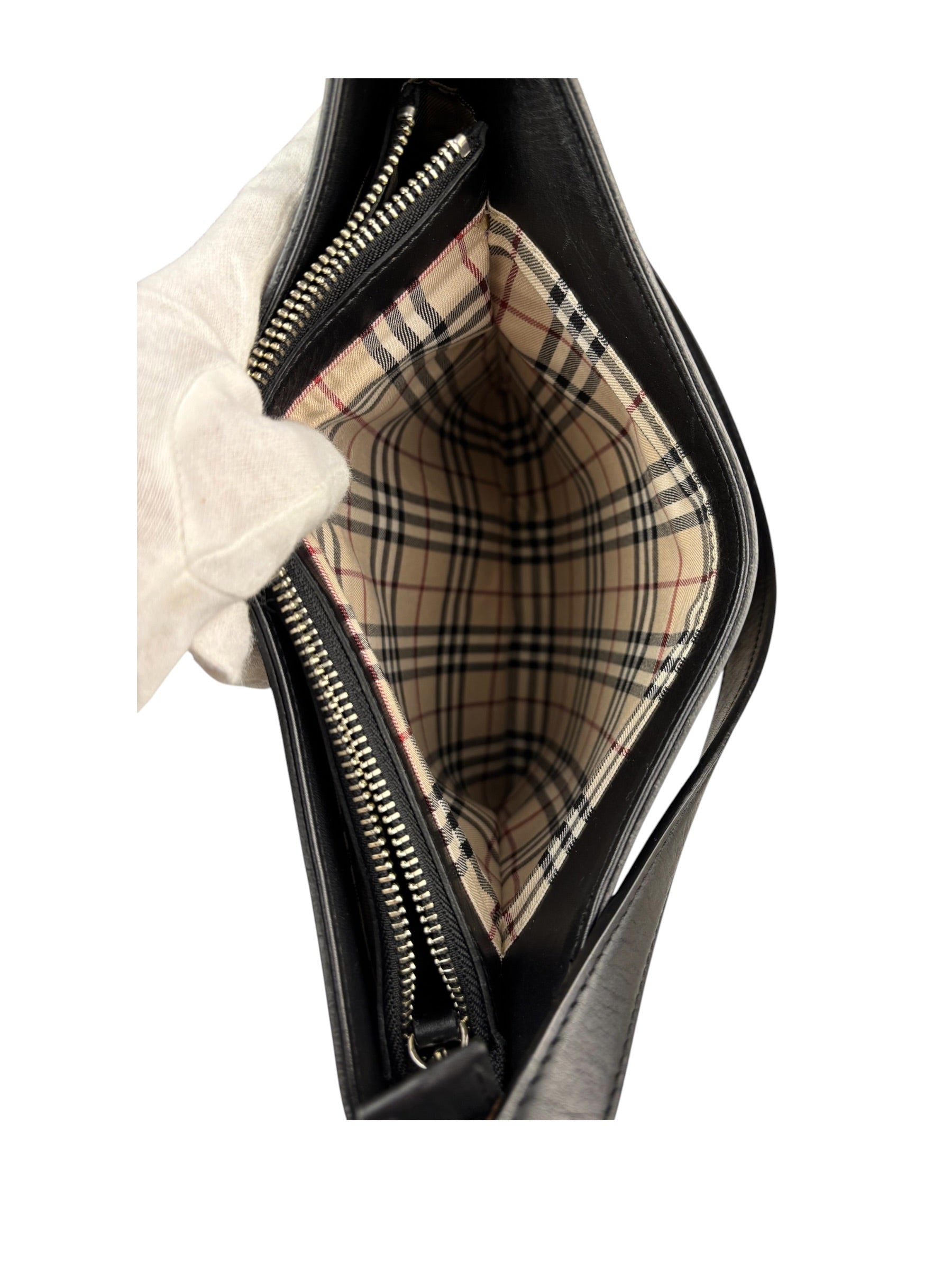 Burberry Black Leather Hobo Bag