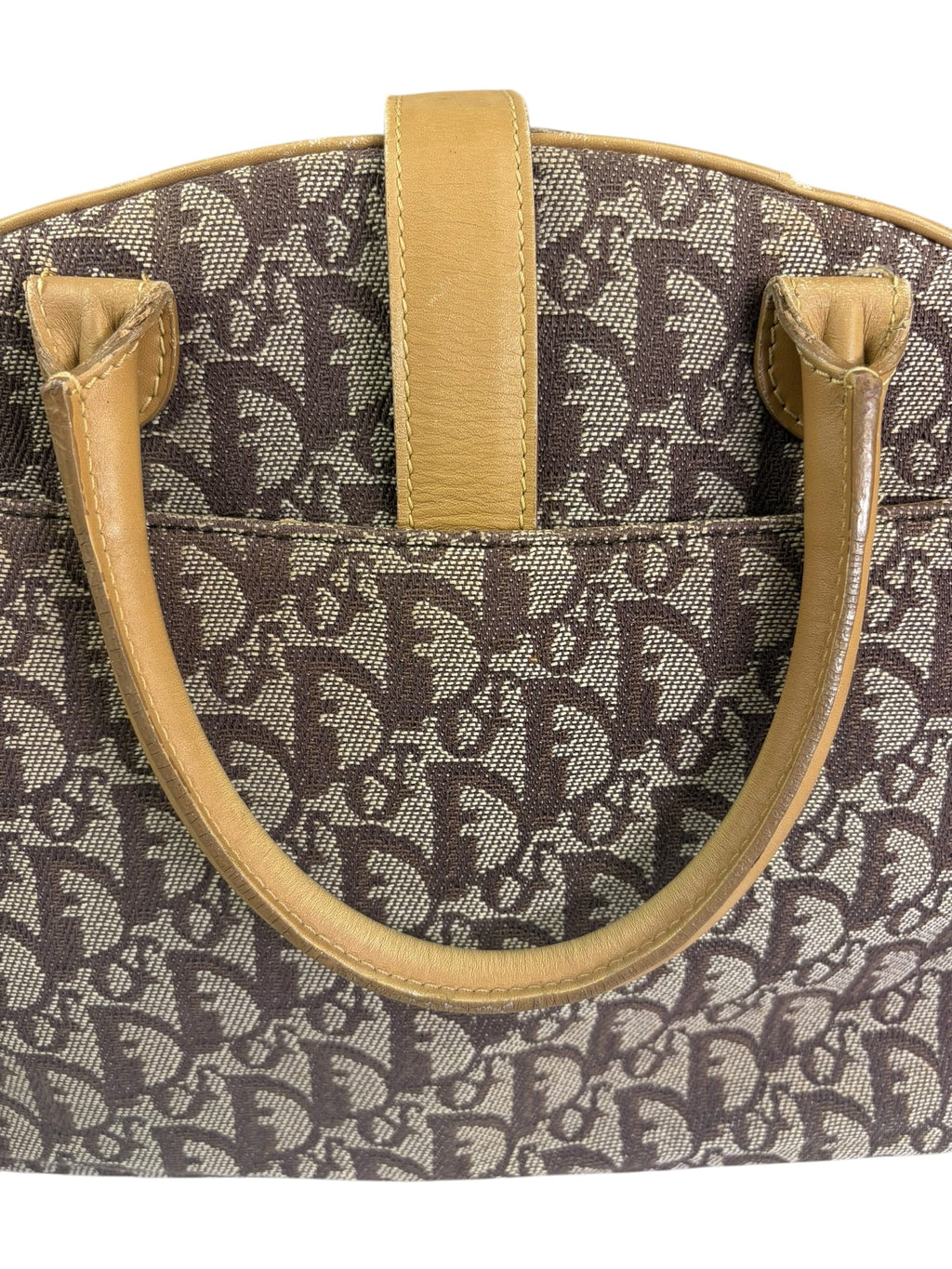 Christian Dior Beige/Brown Trotter Double Saddle Bowler Bag
