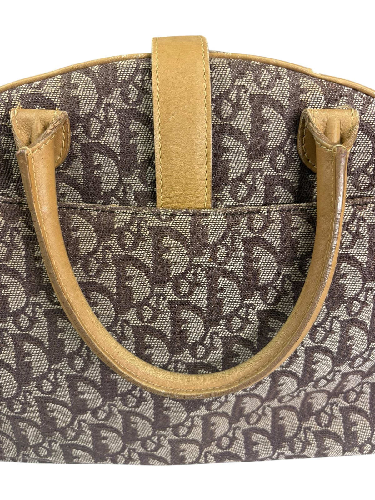 Christian Dior Beige/Brown Trotter Double Saddle Bowler Bag