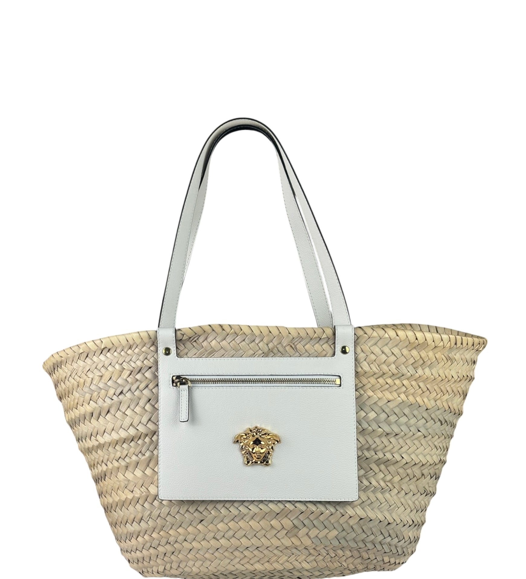 Versace Leather Trim Basket Bag