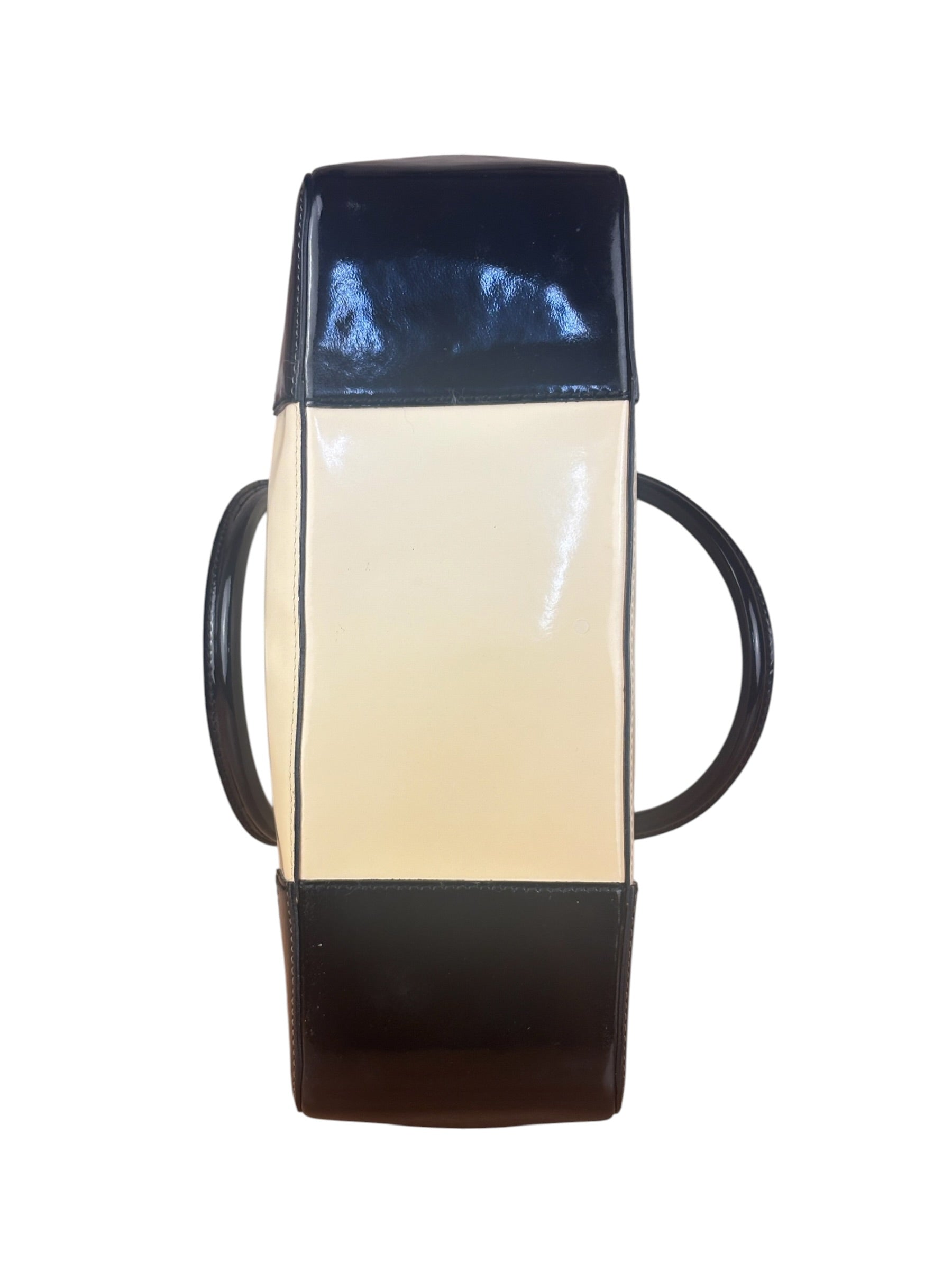 Gucci Cream/Beige Patent Leather Square Hand Bag