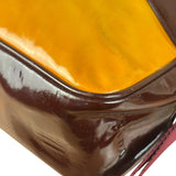 Prada Vintage Yellow/Burgundy Patent Leather Bowler Shoulder Bag