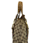 Gucci Vintage Brown Leather Trim Grommet Web Shoulder Bag