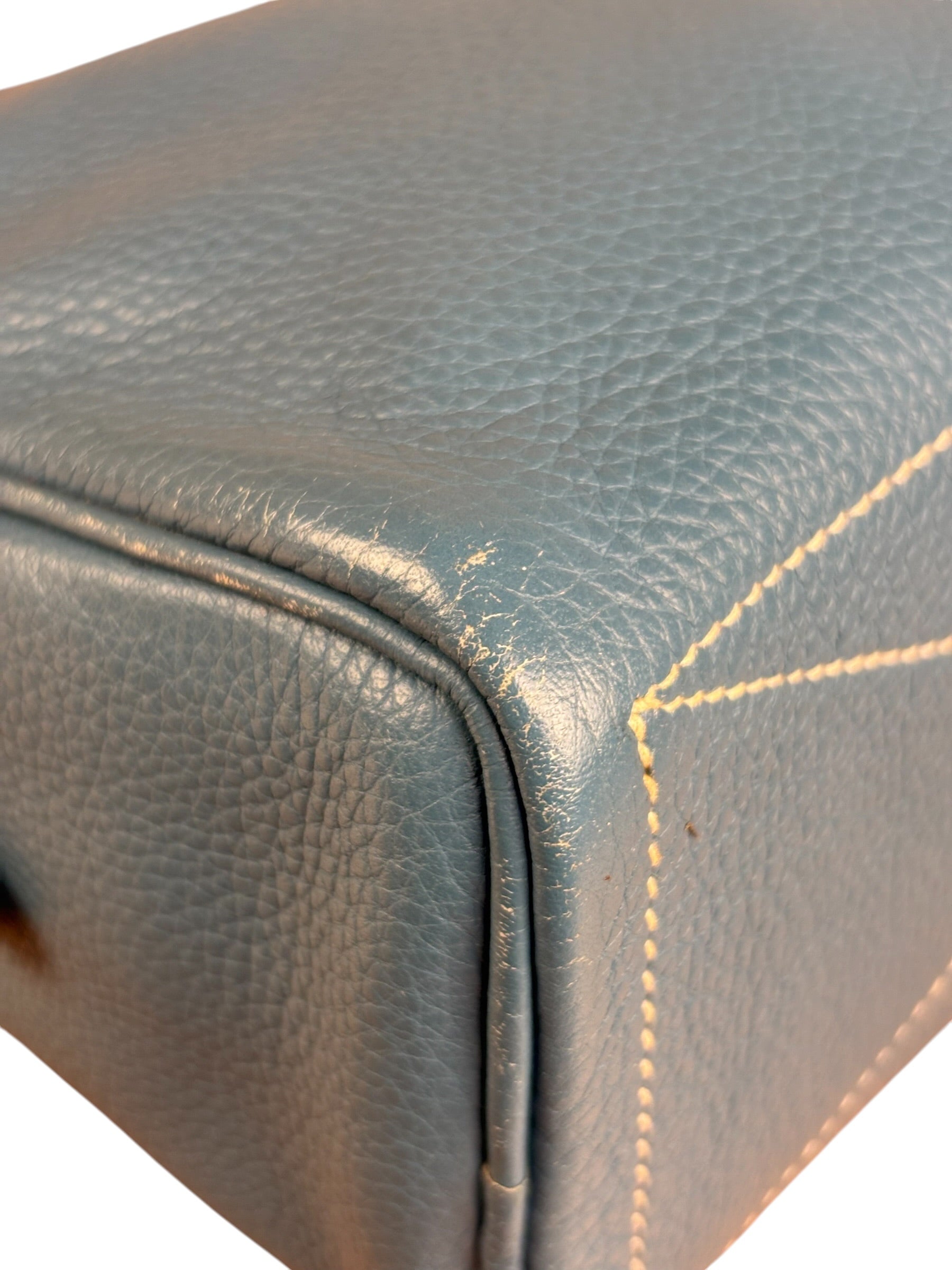 Hermes Blue Leather Cosmetic Pouch