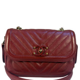 Chanel Burgundy Chevron-Quilted Leather Flap Crossbody 2018