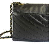 Chanel Black Calfskin Chevron Envelop Flap Bag 2019