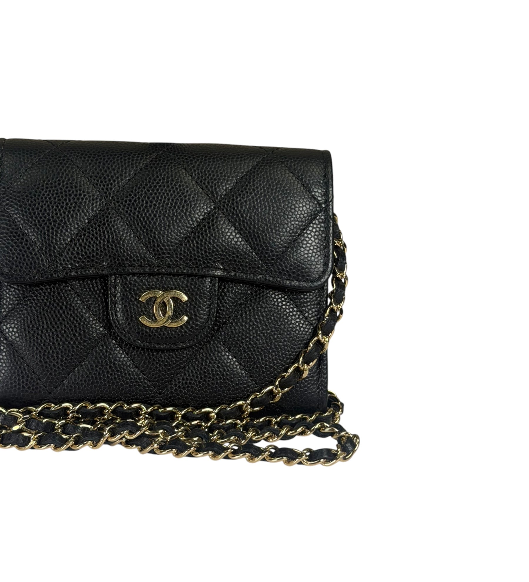 Chanel Black Caviar Quilted Card Holder 2019