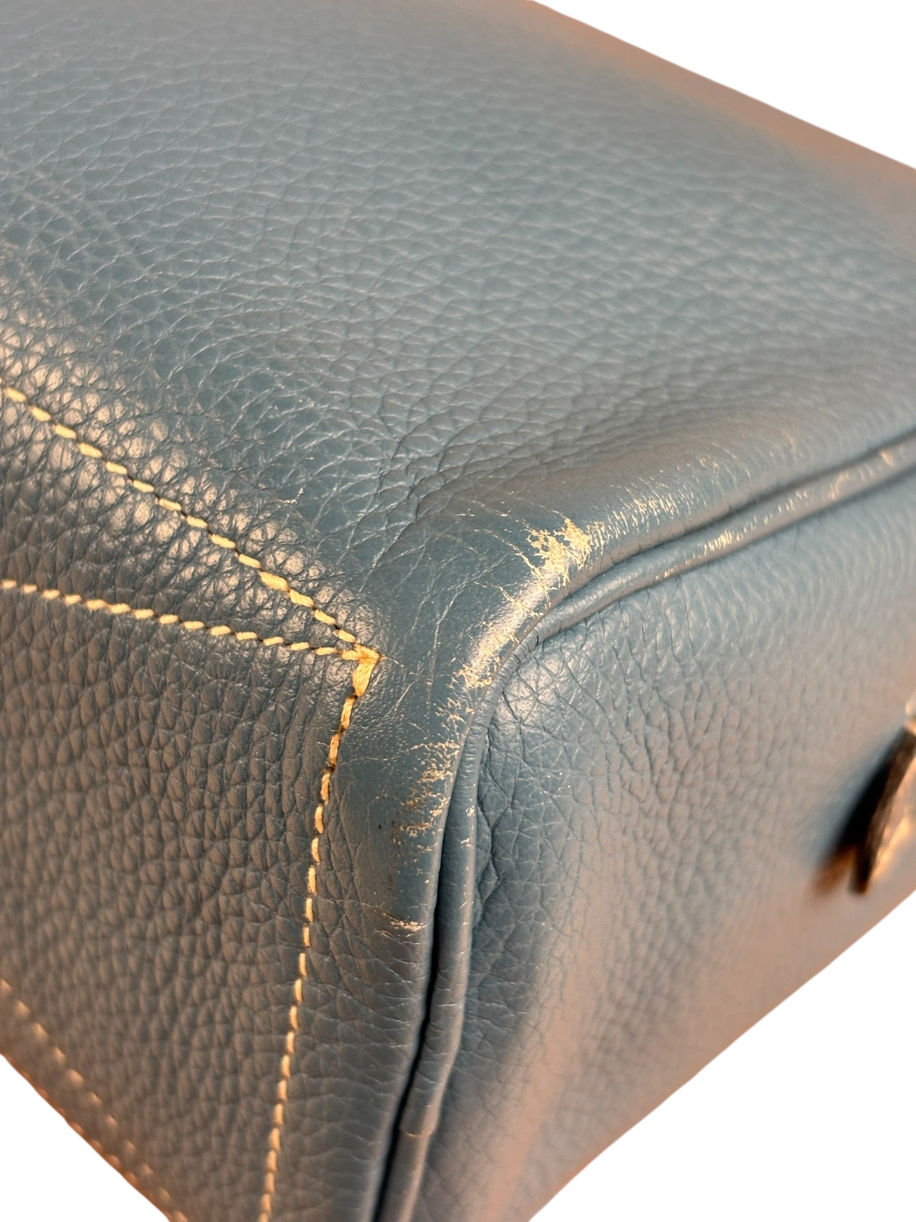 Hermes Blue Leather Cosmetic Pouch