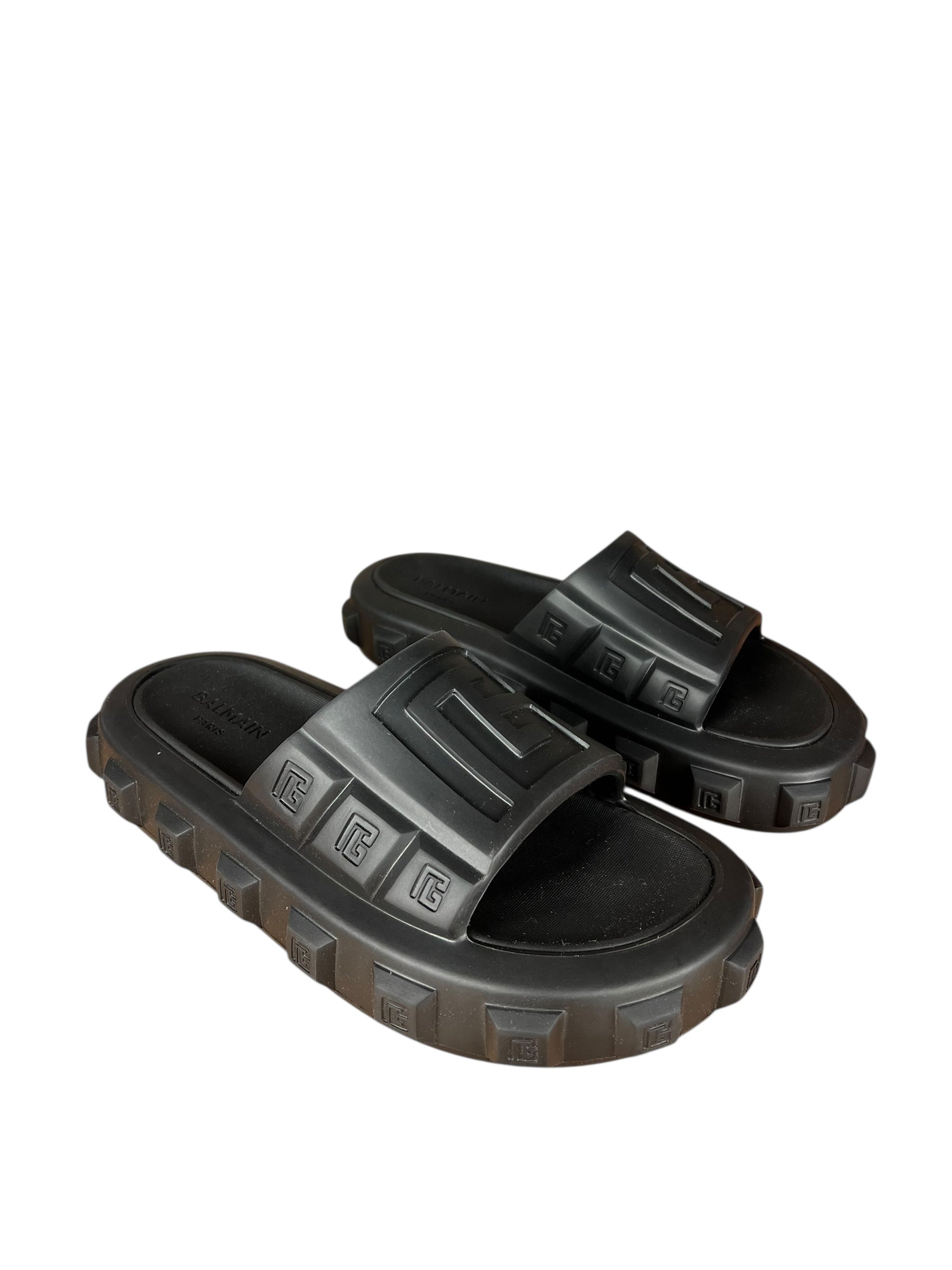 Balmain Ari Black Rubber Sandals