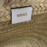 Versace Wicker Woven White Medusa Top Handle Tote