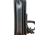 Chanel Gray Patent Leather Boy Flap Shoulder Bag