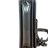 Chanel Gray Patent Leather Boy Flap Shoulder Bag