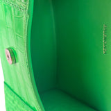 Balenciaga Fluo Green Crocodile Embossed Hourglass XS Two-Way Bag