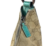Gucci GG Vintage Canvas Turquoise Trim Hobo Bag