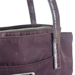 Prada Vintage Plum Nylon Leather Embossed Handbag