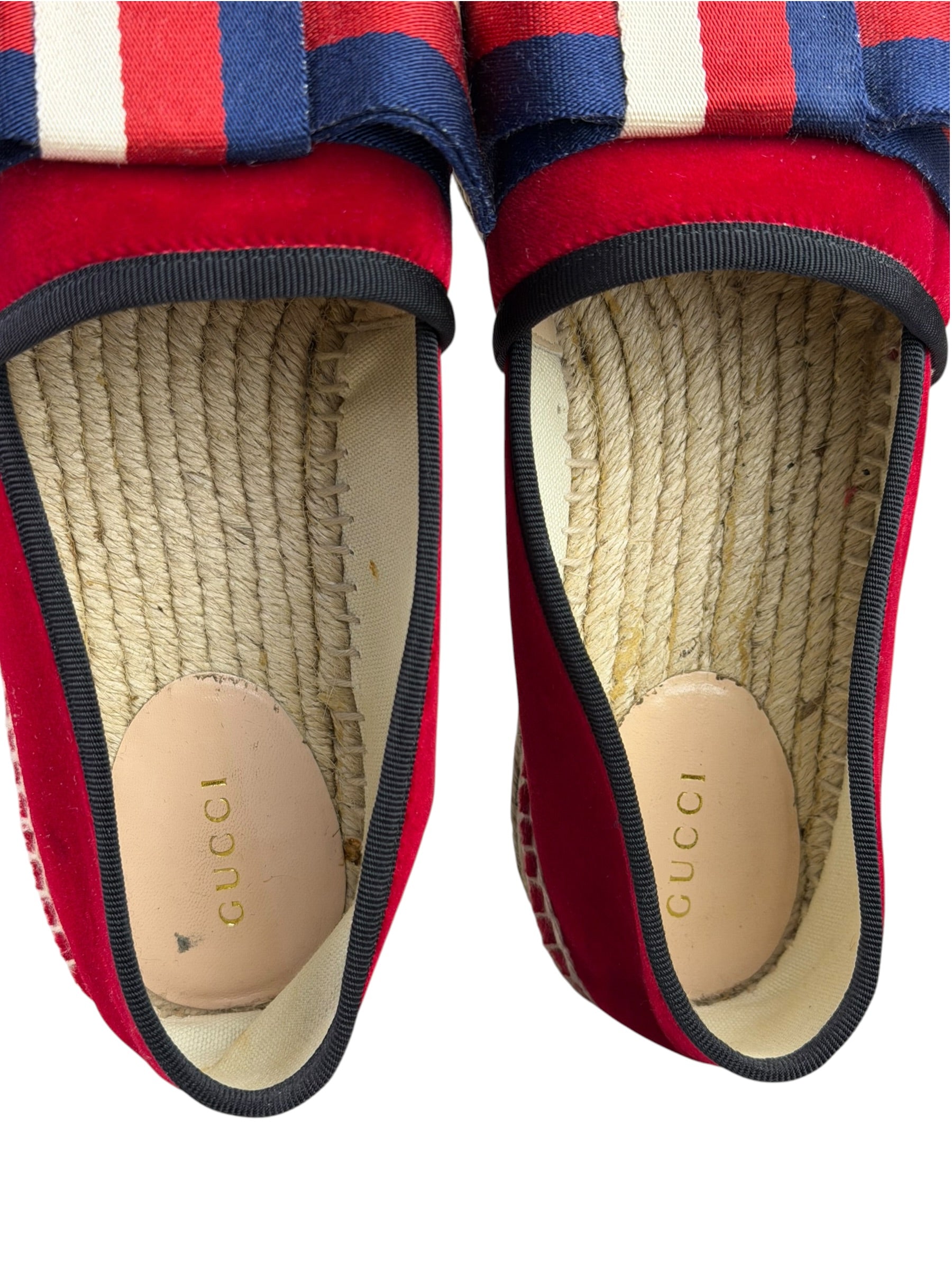 Gucci Red Velvet Pilar Platform Espadrilles