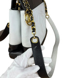Chanel Vintage Black/White Leather CC Chain Tote '89-'91