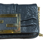 Fendi Black Leather Mini Chain Baguette