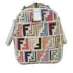 Fendi Beige Leather Multicolor Zucca Forever Boston Bag