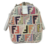 Fendi Beige Leather Multicolor Zucca Forever Boston Bag