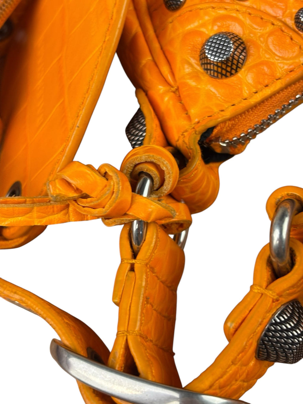 Balenciaga Orange Leather Moto City Bag