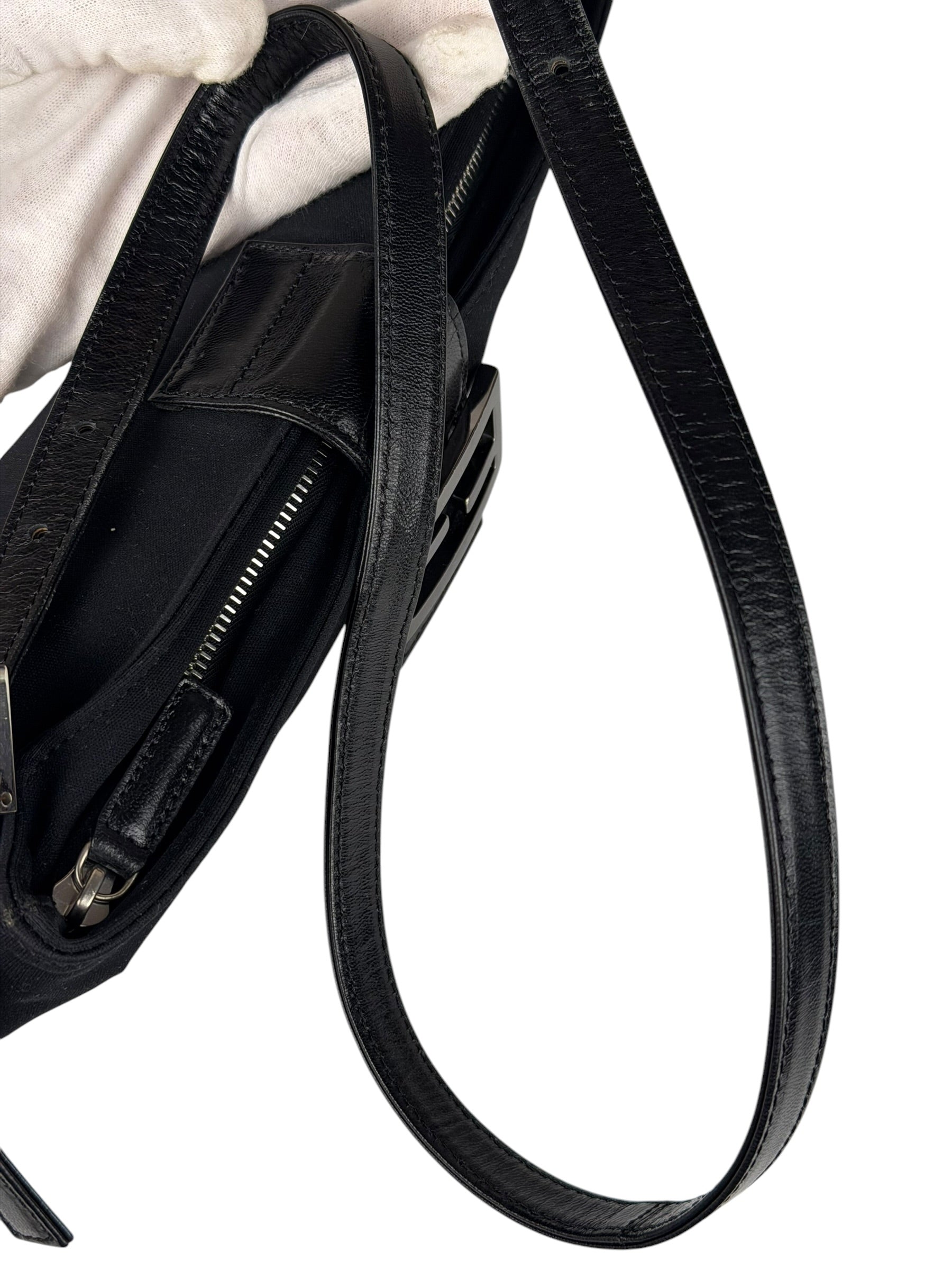 Fendi Black Nylon Mamma Baguette Shoulder Bag