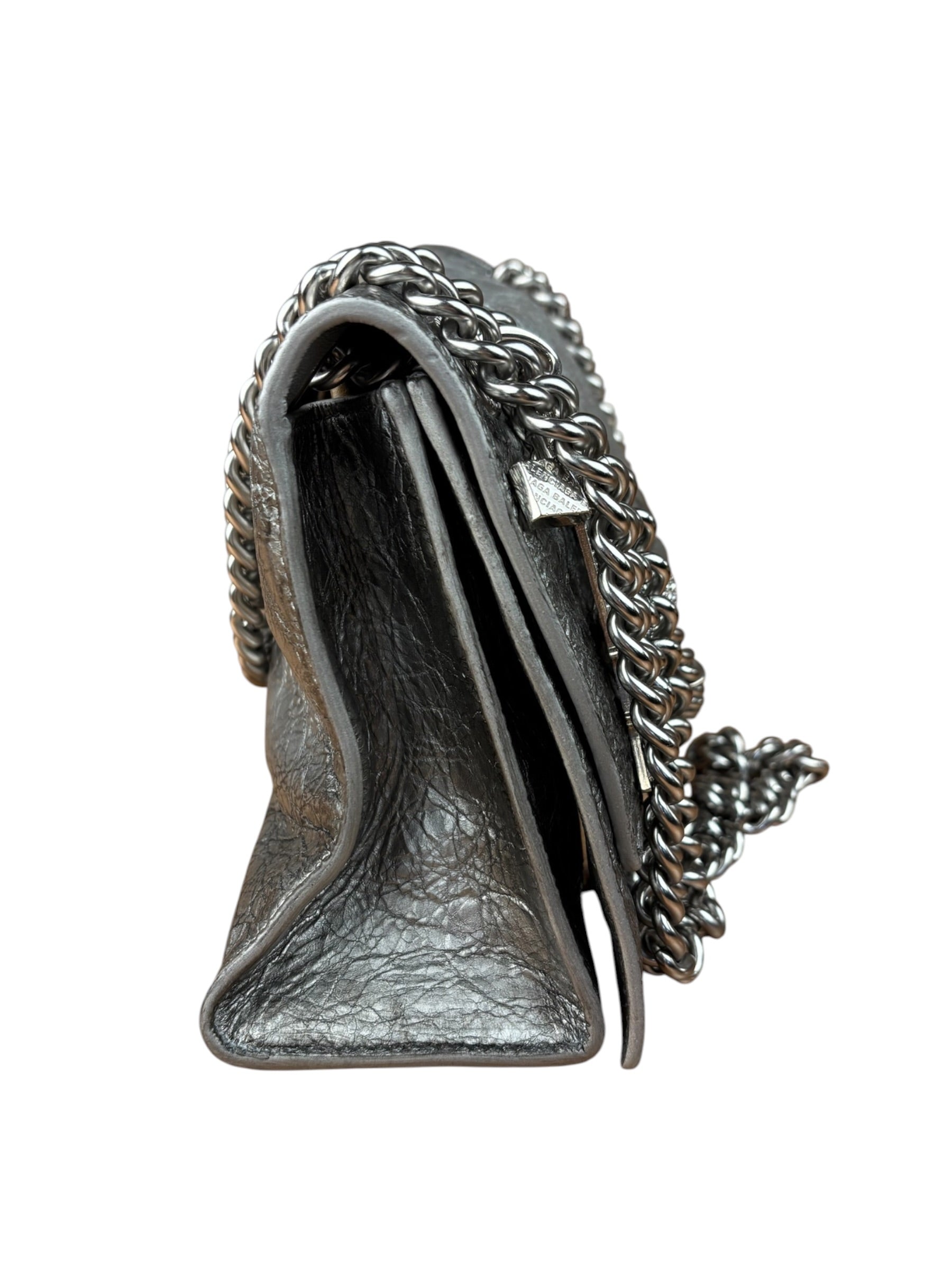 Balenciaga Silver Crush Small Souvenirs & Rhinestone Shoulder Bag