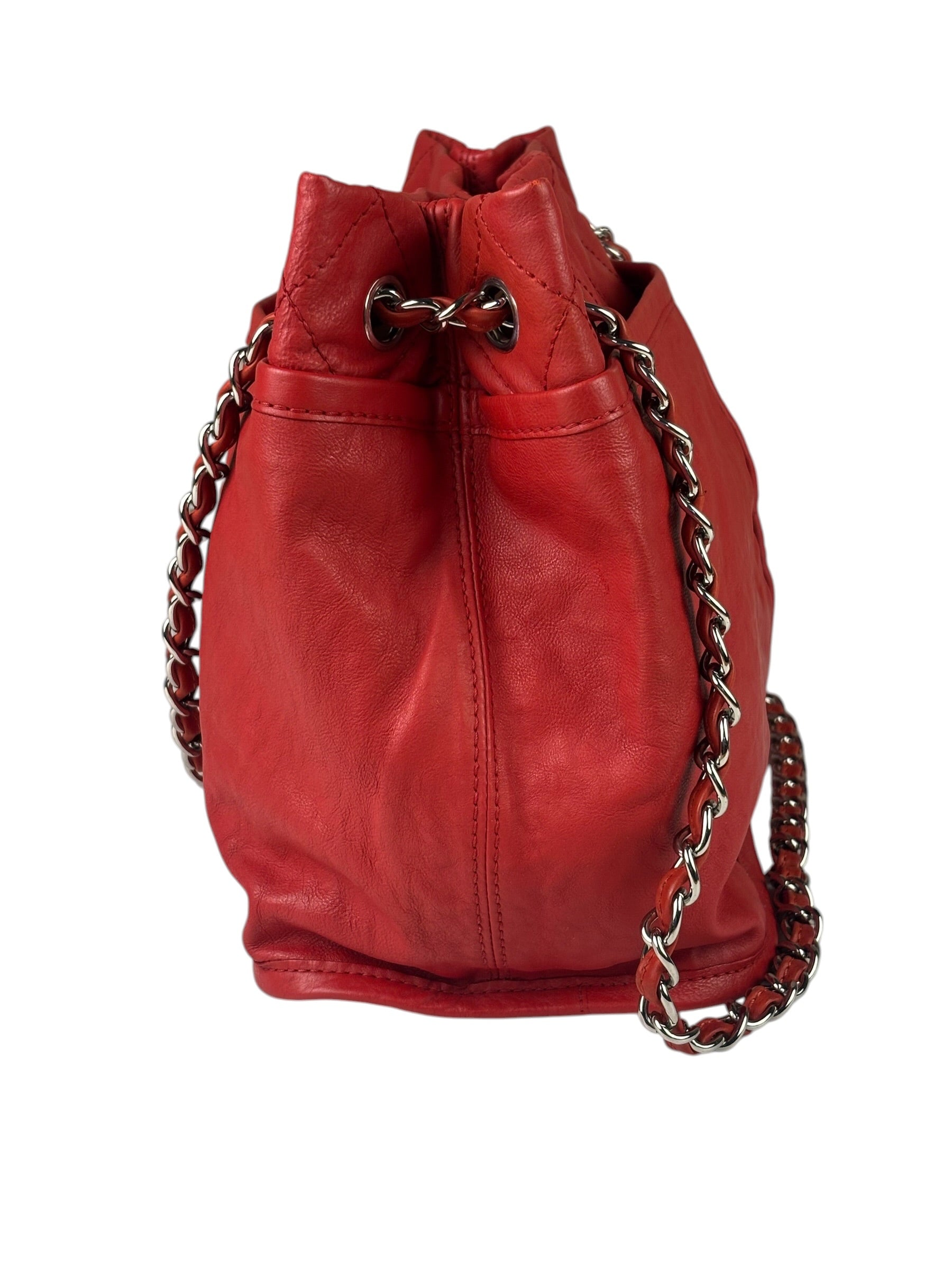 Chanel Red Quilted Leather Natural Beauty Chain Tote 2010