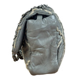 Chanel Grey Leather Ultra Stitch Classic Flap Shoulder Bag 1990