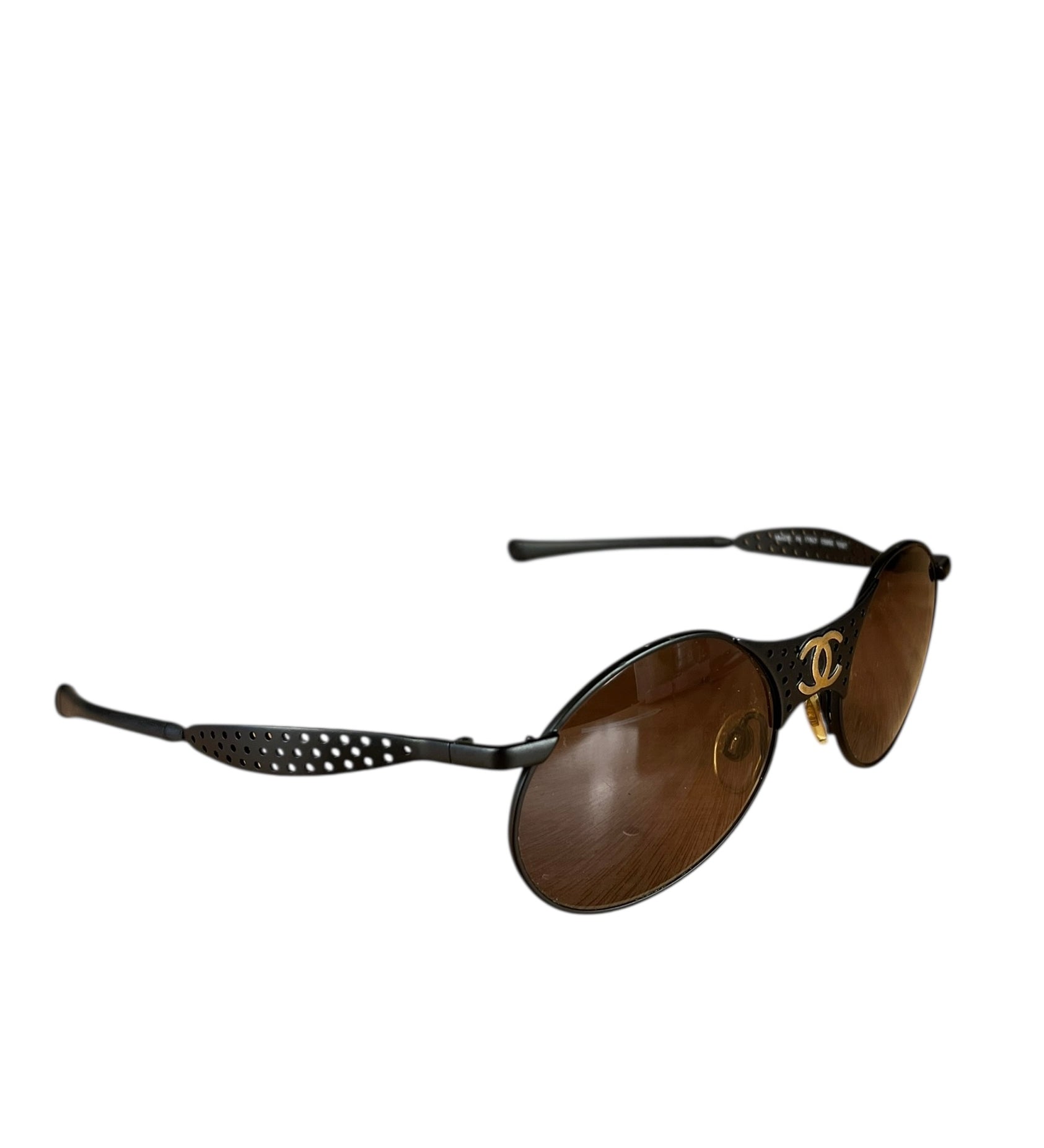 Chanel Steampunk Oval Gold Logo Sunglasses