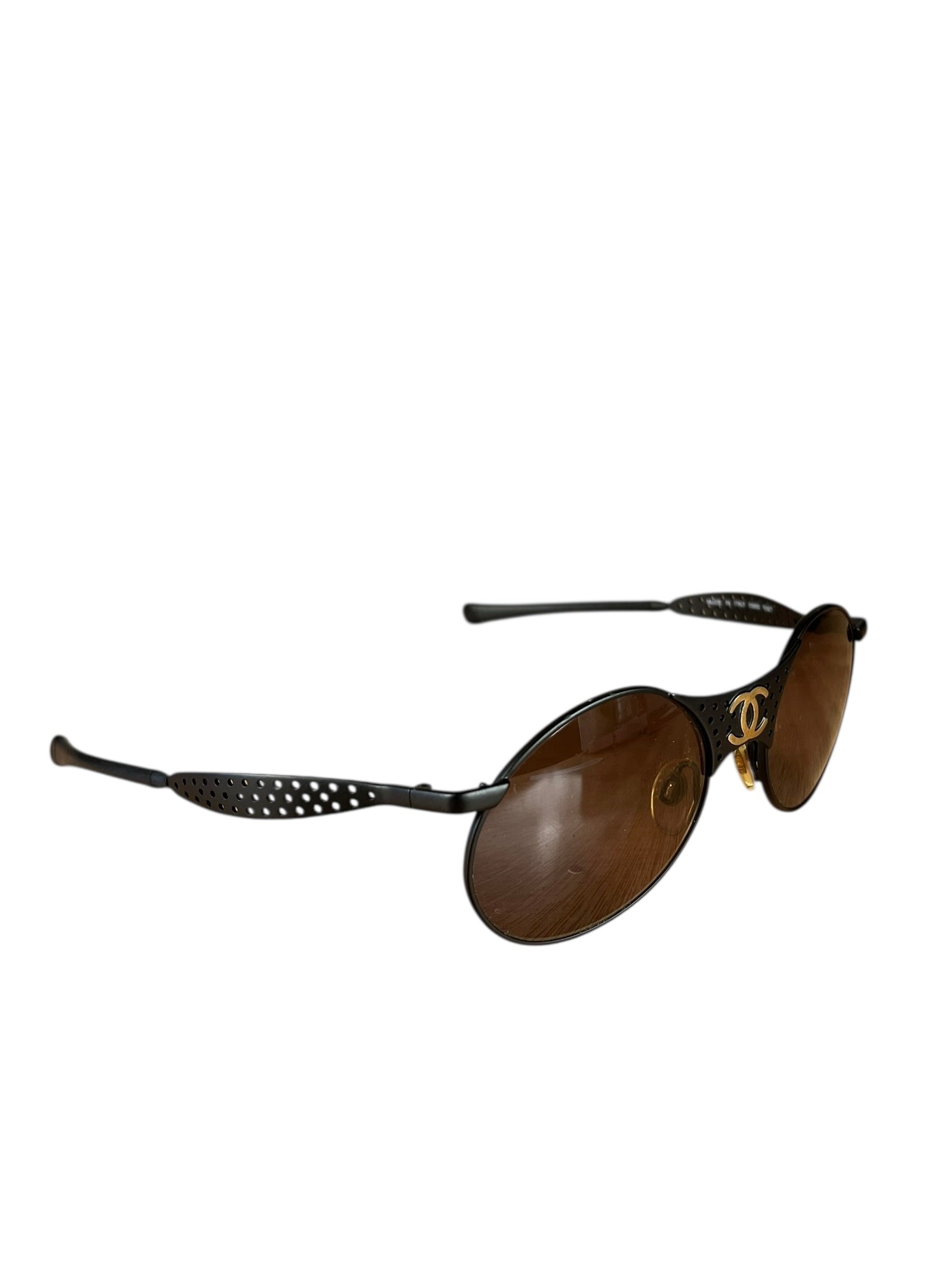 Chanel Steampunk Oval Gold Logo Sunglasses