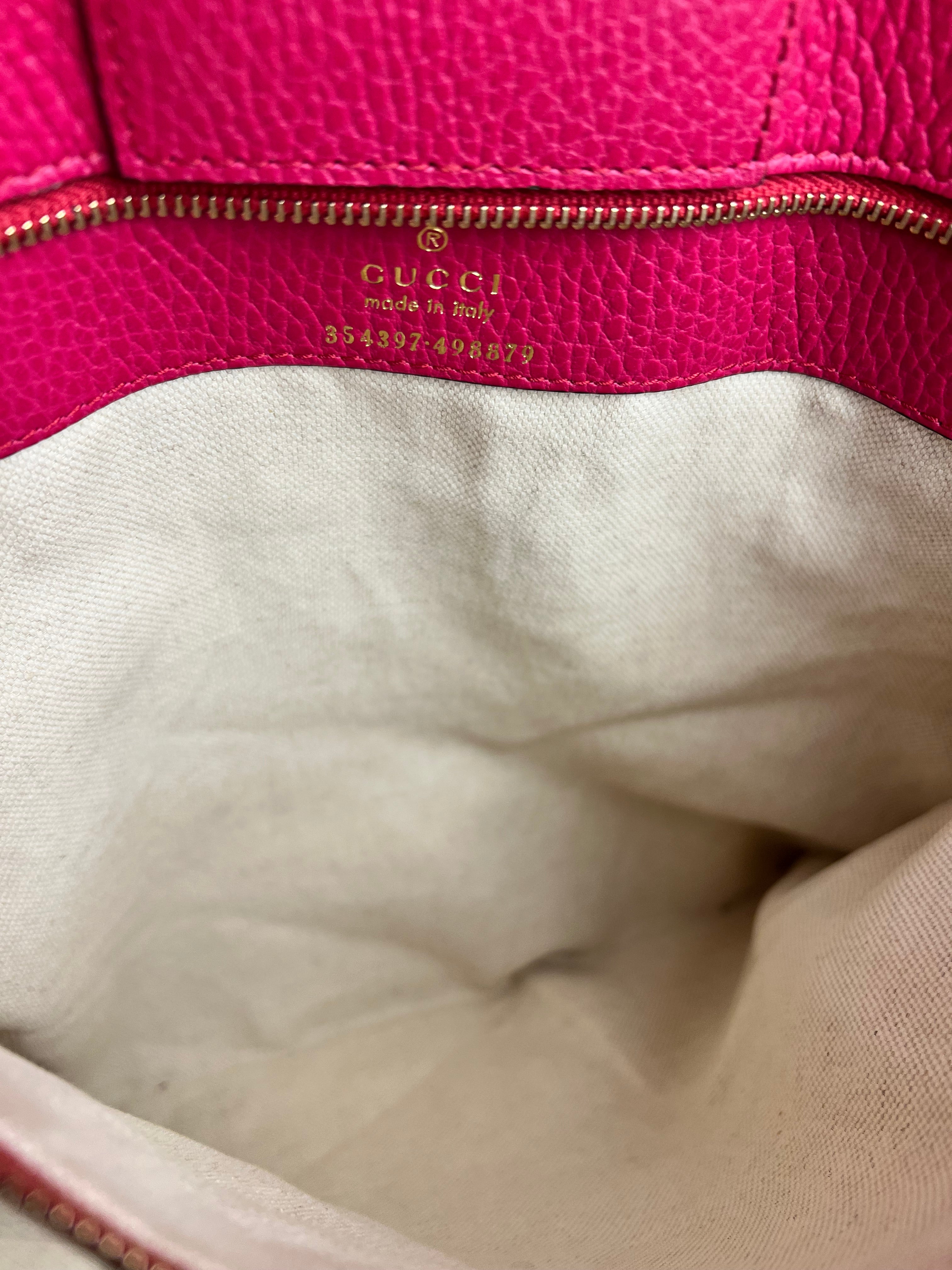 Gucci Hot Pink Pebbled Leather Swing Tote