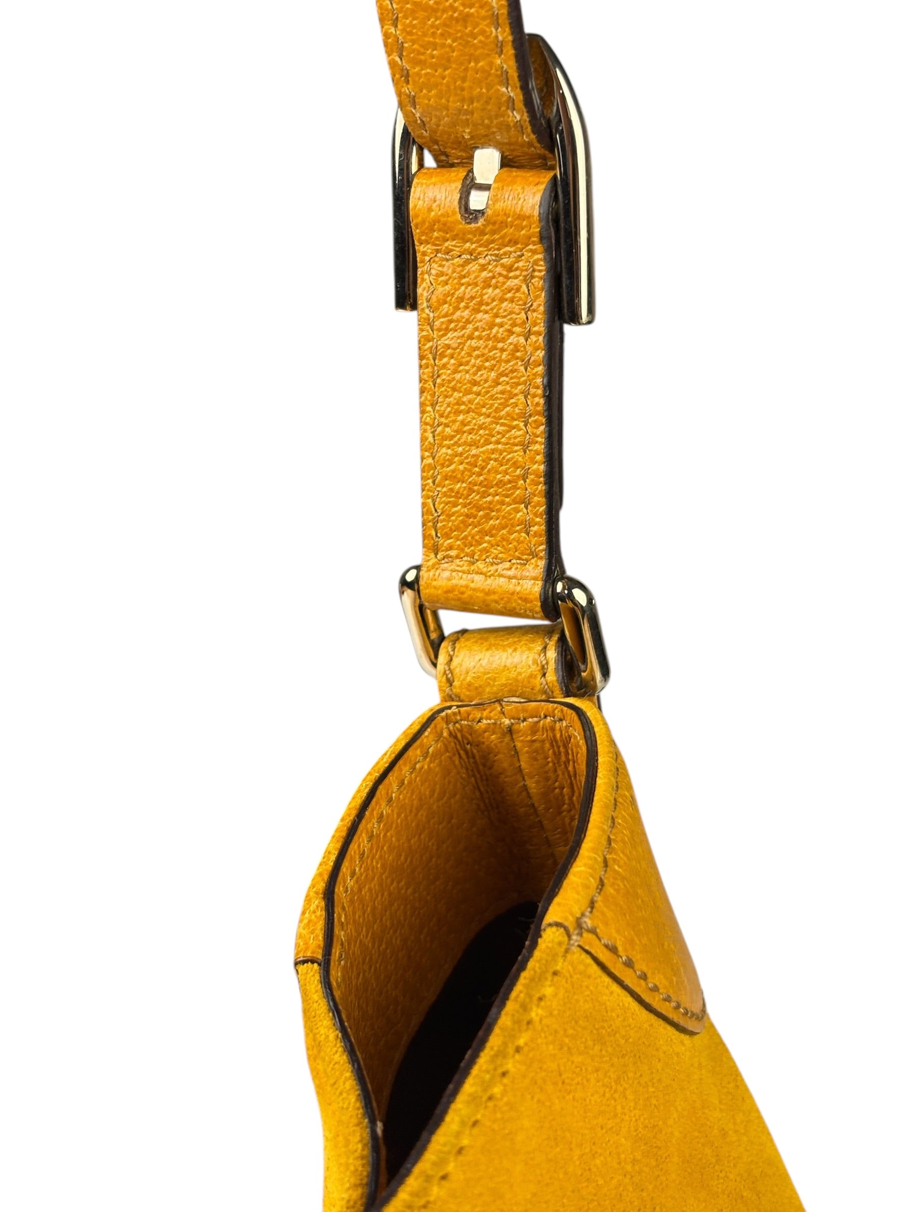 Gucci Mustard Yellow Suede/Leather Trim Hasler Horsebit Hobo Bag