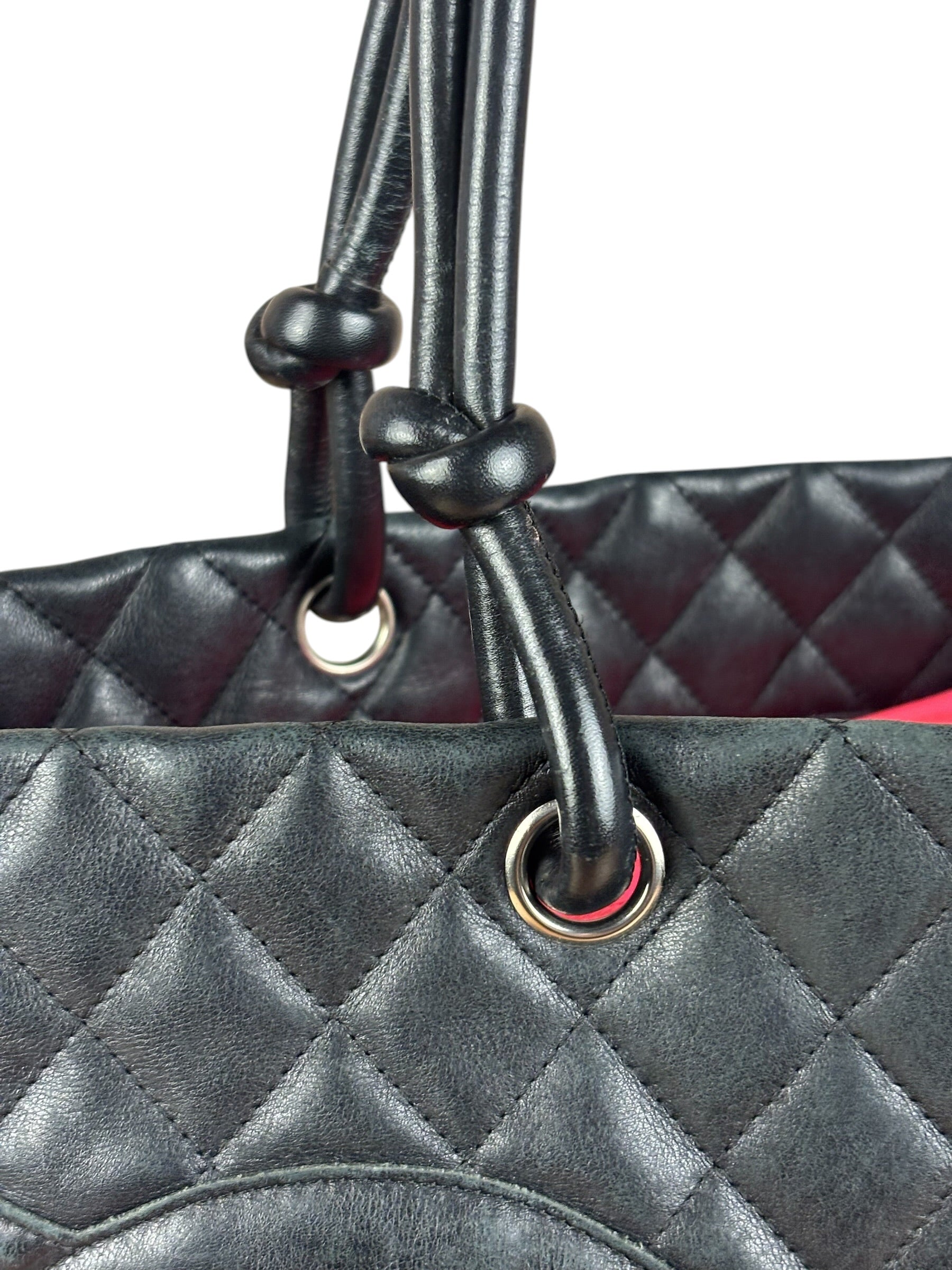 Chanel Black Leather Cambon Ligne large Tote Shoulder Bag 2004