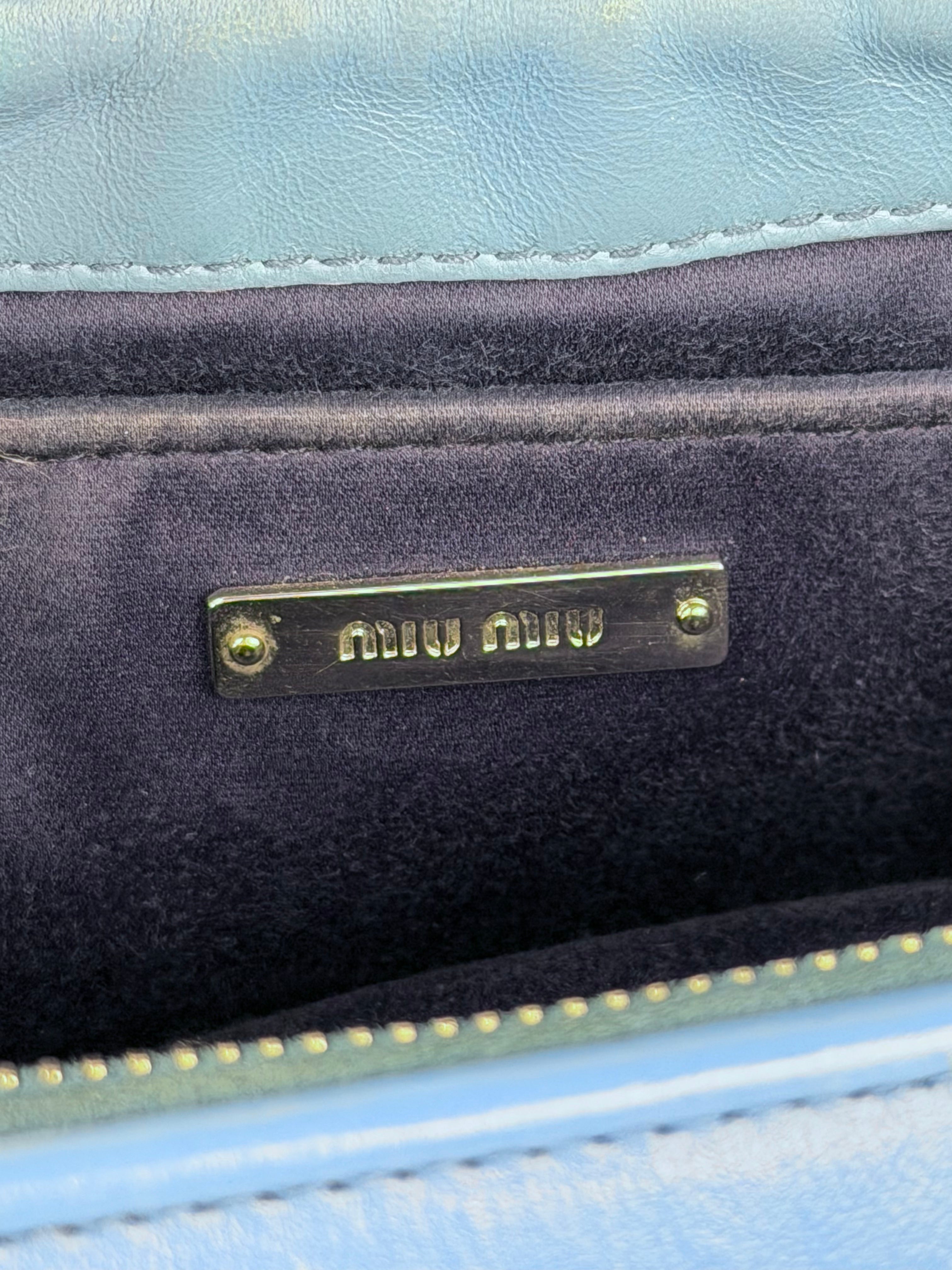 Miu Miu Blue Leather Chain Camera 2Way Shoulder Bag