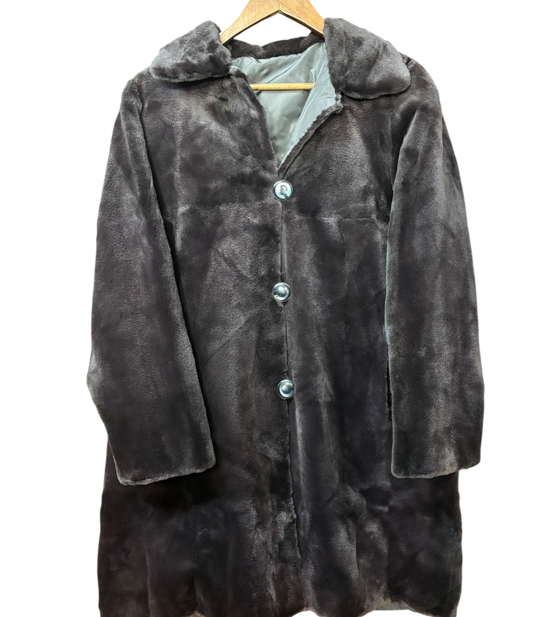 Vintage Dark Purple Beaver Fur Long Coat