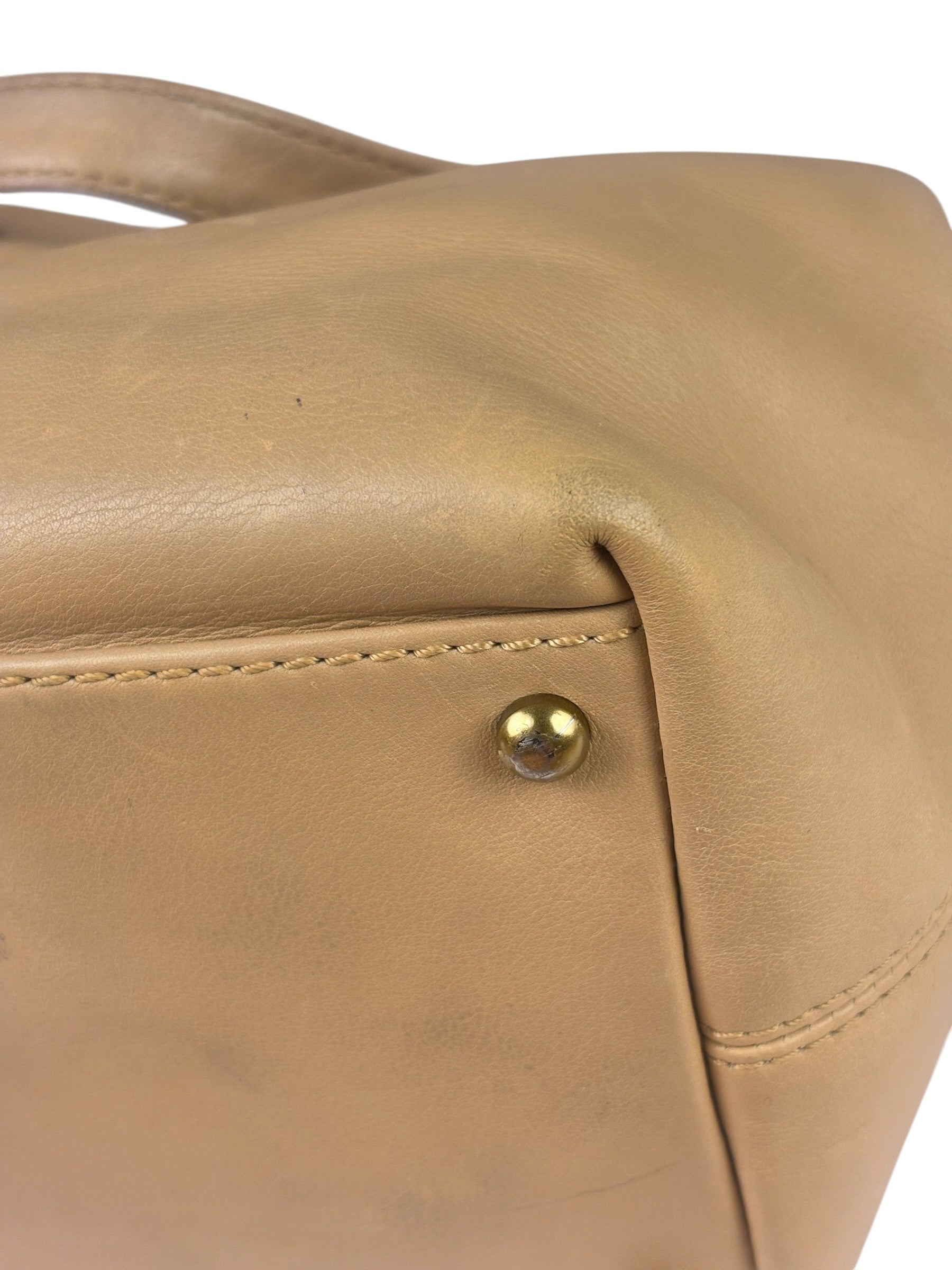 Chanel Turnlock CC Tan Leather Tote 2002