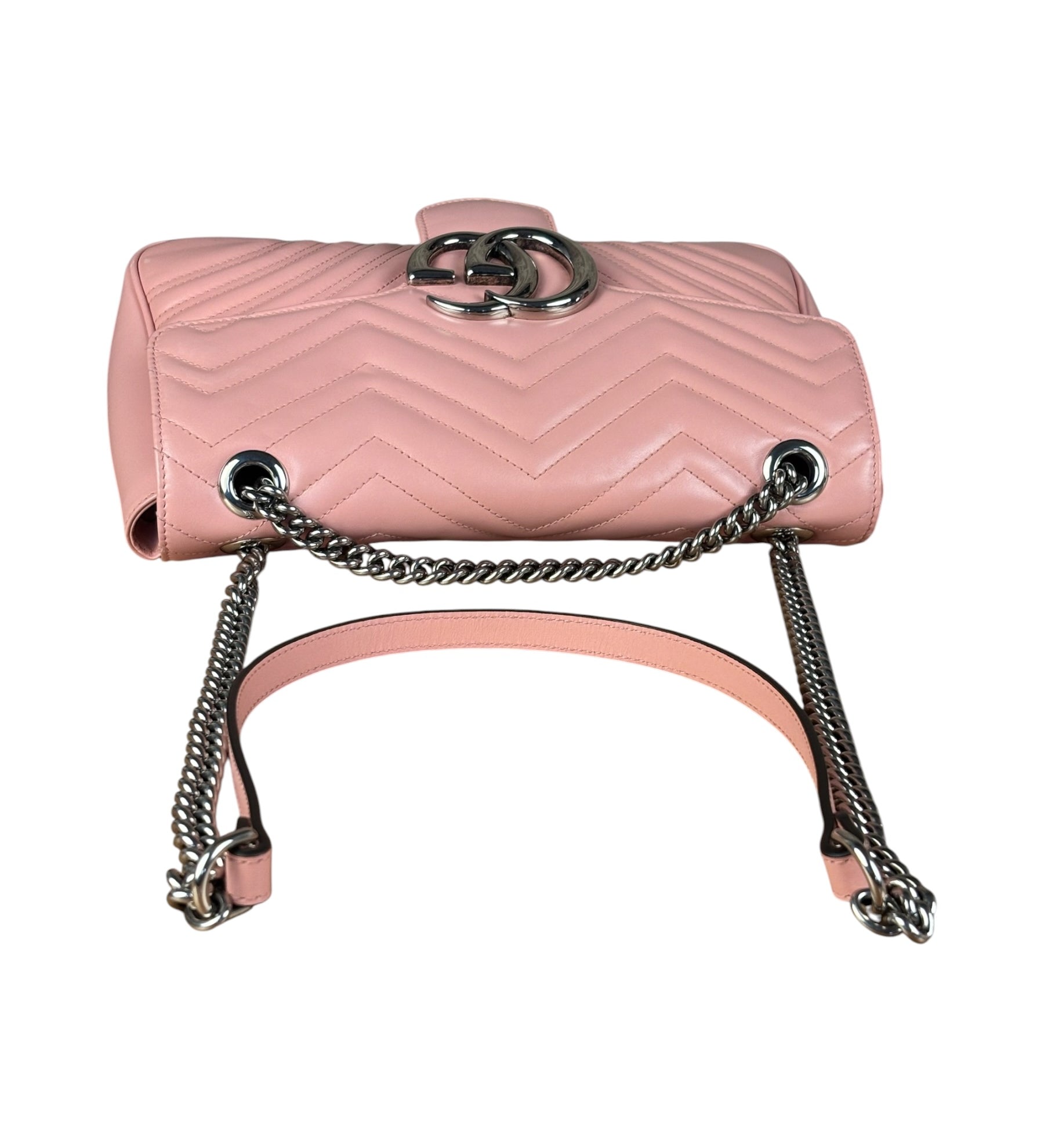Gucci Pink Leather GG Marmont Shoulder Bag