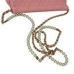 Chanel Pink Quilted Leather Pearl Chain Flap Bag 2019