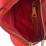 Prada Red Tessuto Nylon/Saffiano Leather Trim Two-Way Bag