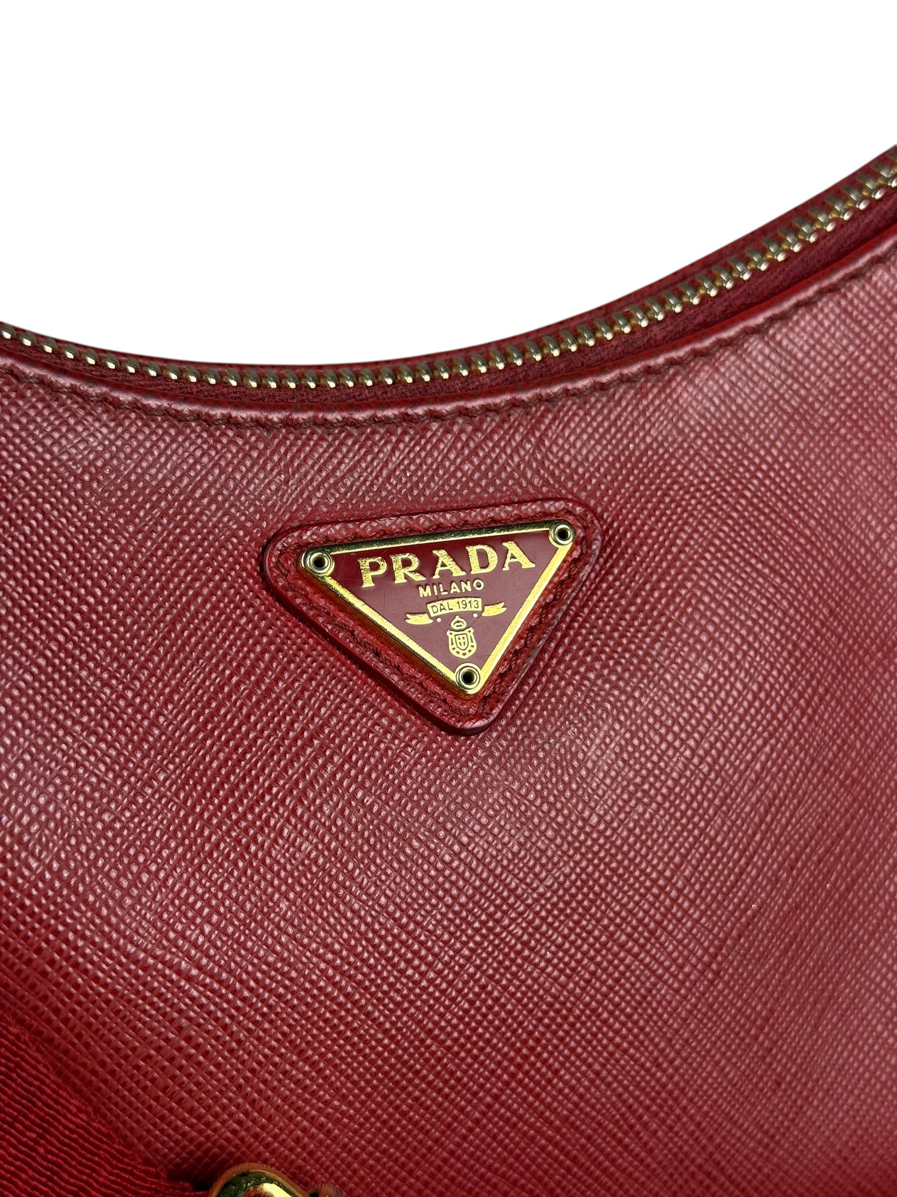 Prada Re-Edition Saffiano Leather Shoulder Bag Red